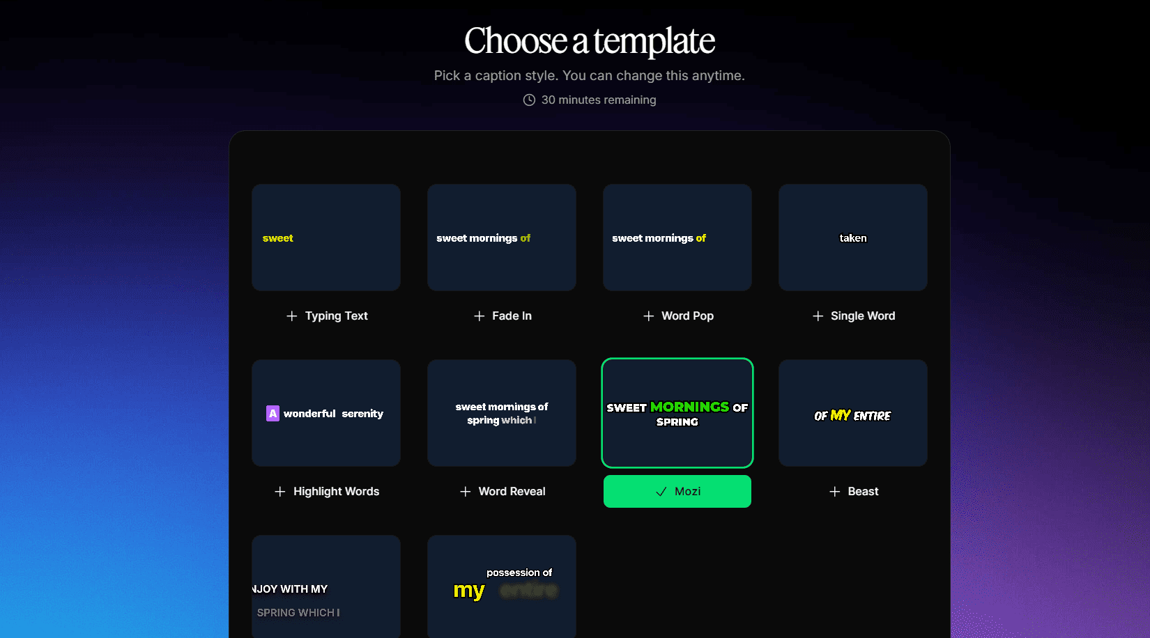 Choose Template
